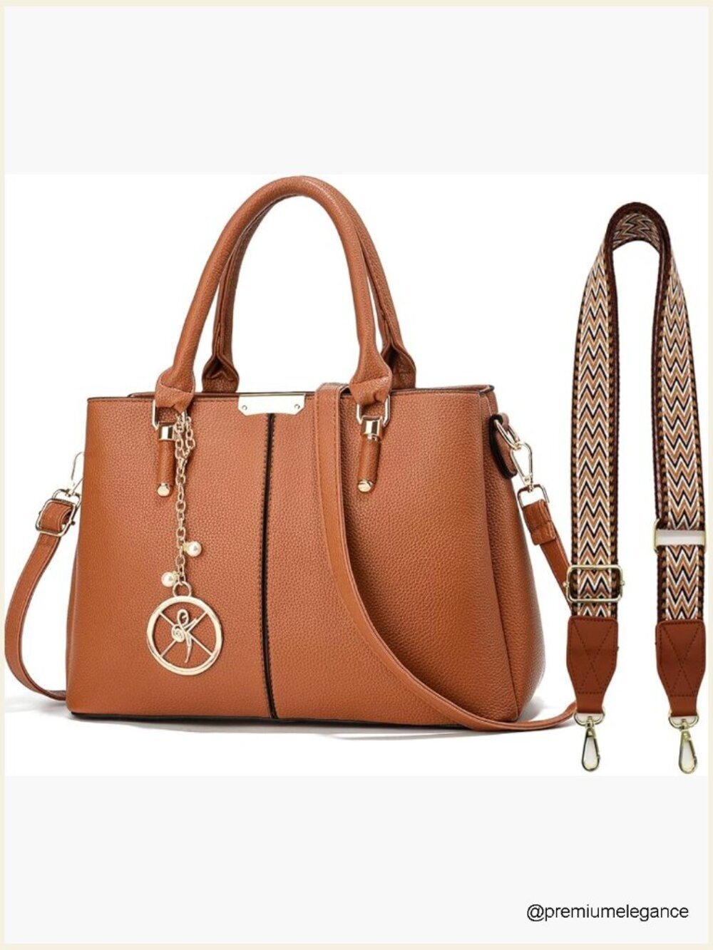 3 Zip Compartments Tote Bag Shoulder Purse Satchel Top Handle Hobo